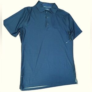 New Ben Sherman Navy Striped Polo / Golf Performance Shirt - Size Small 🇬🇧